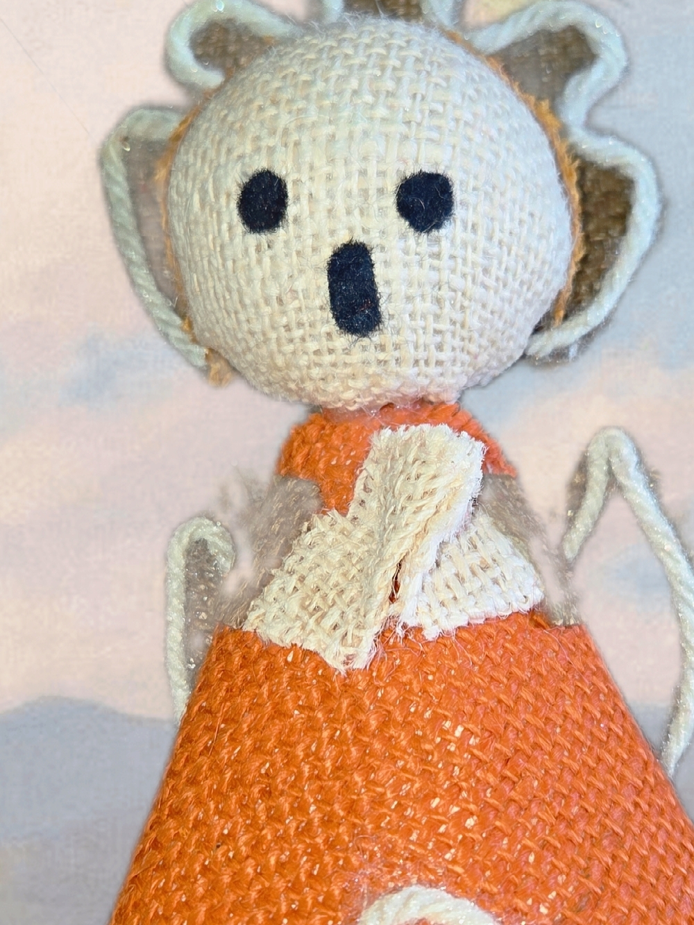 Vintage Handcrafted Crossstitched Angel 4 Inch